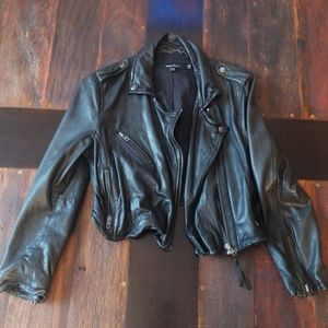 Muubaa crop leather bomber jacket
